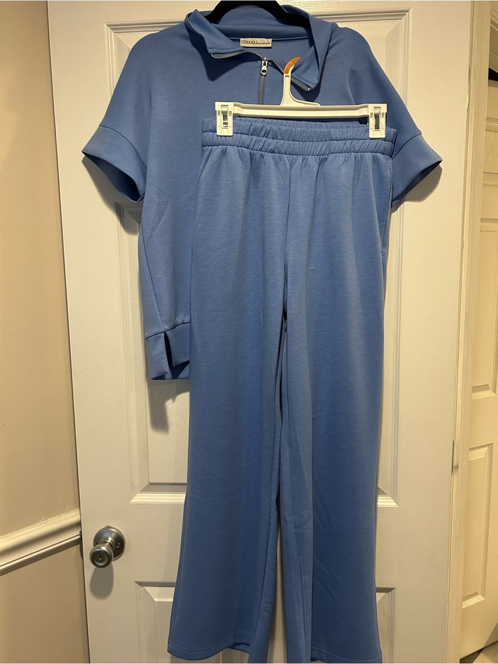Zenana matching sweats and short sleeve quarter zip